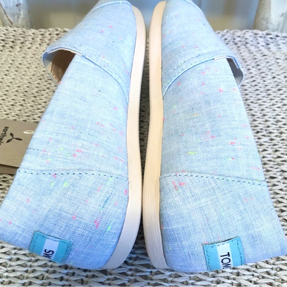NWT Toms Alpargata Flats in Light Blue Speckled Linen - Picture 13 of 16